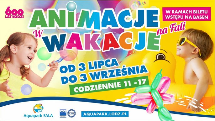 Animacje w wakacje na FALI. Od 3 lipca do 3 września. Codziennie 11-17. W ramach biletu wstępu na basen. 