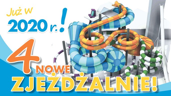 Rysunkowa wizualizacja nowych zjeżdżalni. Już w 2020 roku cztery nowe zjeżdżalnie. 